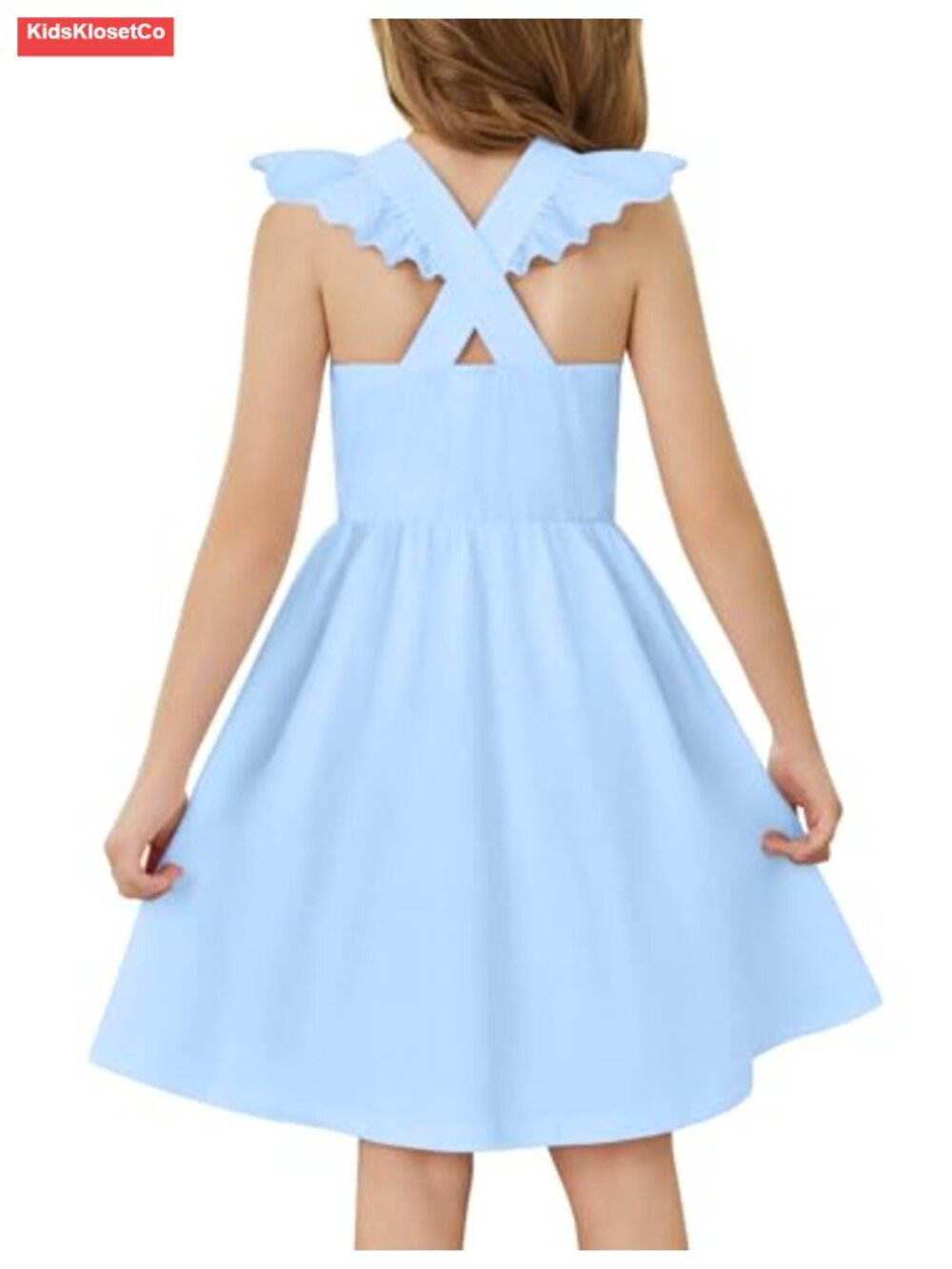 Toddler Girls Ruffle Sleeve Backless Swing Dress with Pockets